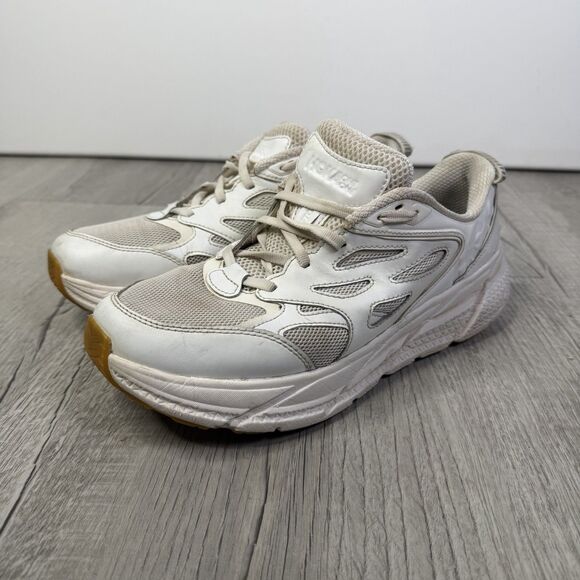 Hoka One One Shoes - HOKA ONE ONE U Clifton L Embroidery Athletic Running Shoe M9/W10 White leather S